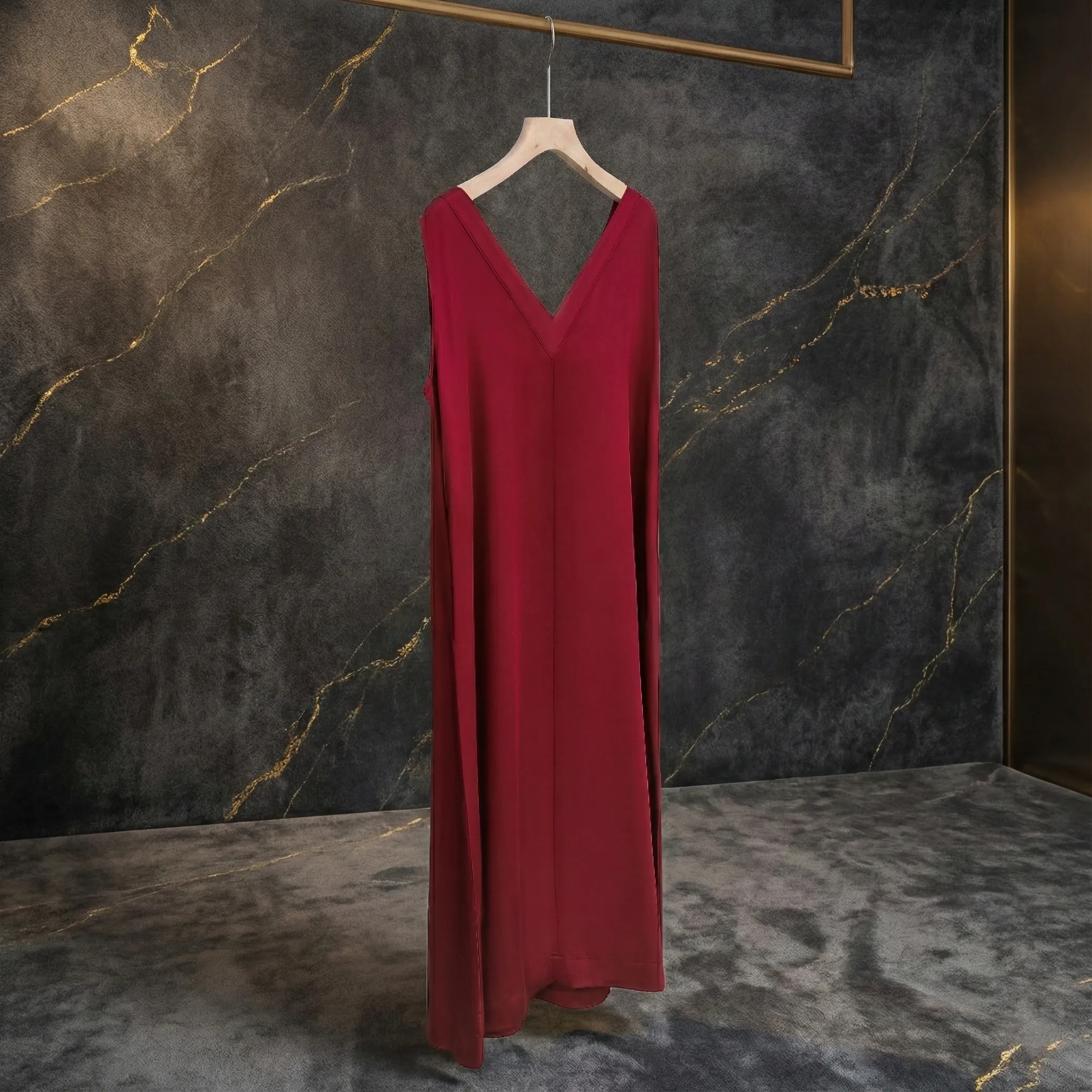Nayulin-dress-100%-bamboo-no-sleeve-red-5 Nayulin dress - Crimson Evening Glow - Image 1