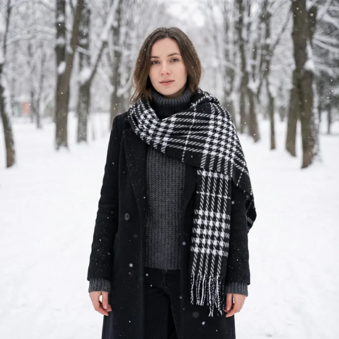 Nayulin Scarf – Black & Ivory Signature - Image 7